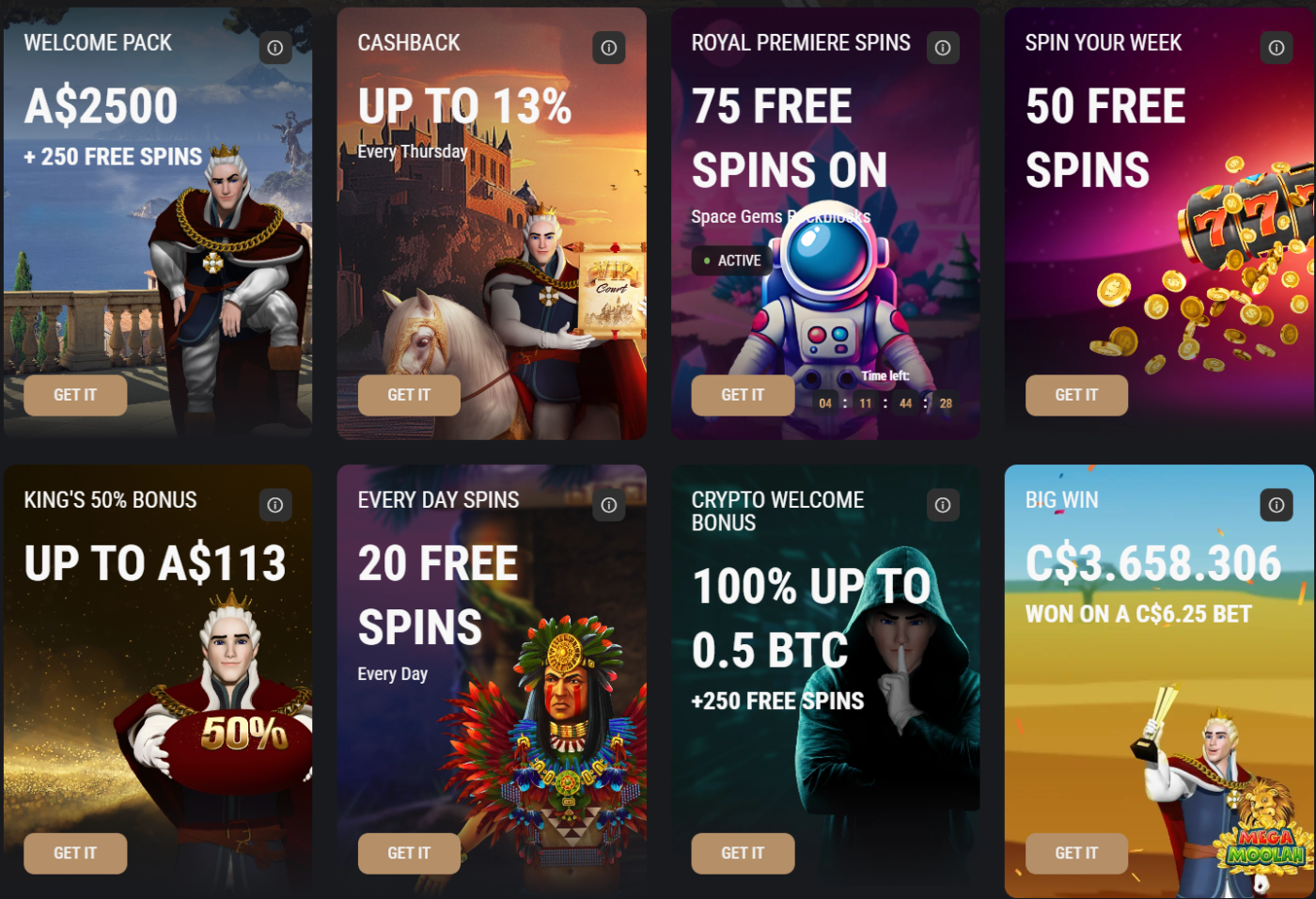 bonuses King Billy Casino